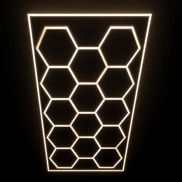 Led světelný panel Hexagon 14 bílý 399W garáž showroom 229x394 cm 4000K