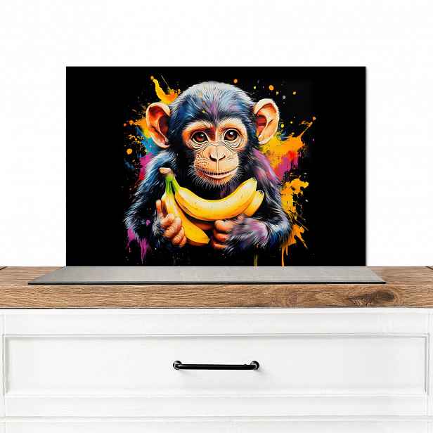 MuchoWow KUCHYŇSKÁ ZÁSTĚNA Opice - Graffiti - Barevné - Banány - Moderní 60x40 cm