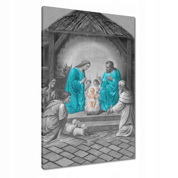 Obrazy 60x90 Svatá rodina tyrkysová