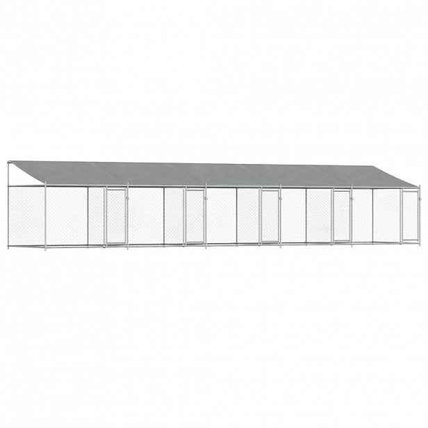 vidaXL Klec pro psy se střechou a dvířky šedá 10x2x2m pozinkovaná ocel