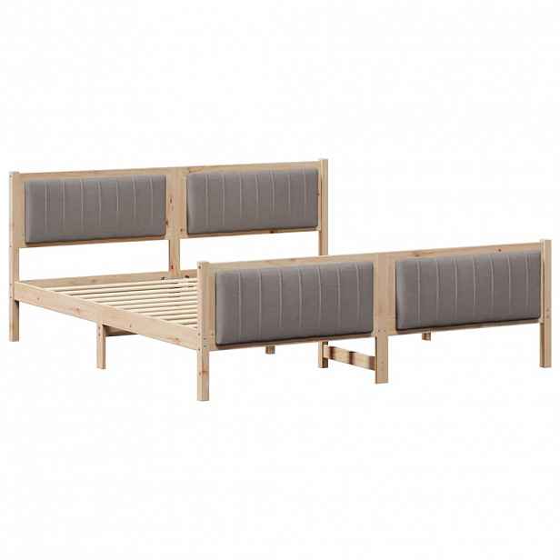 vidaXL Rám postele Hnědá a taupe 180 x 200 cm Masivní borovicové dřevo