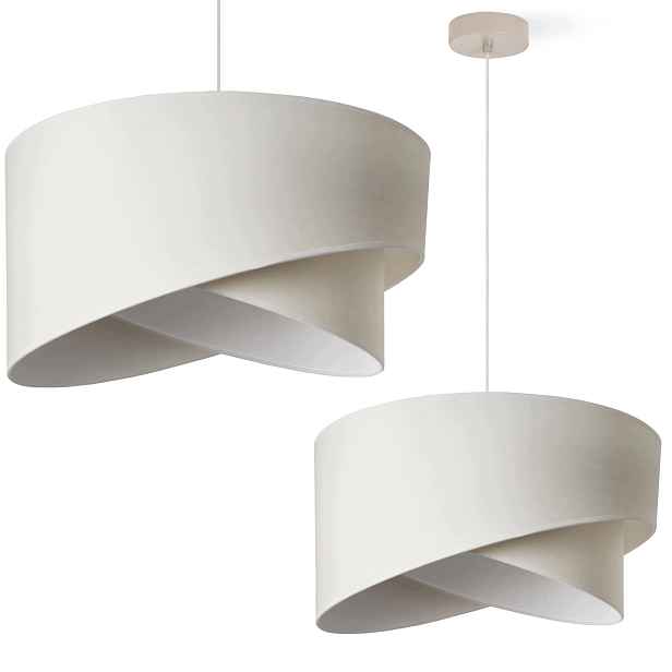 Závěsná Stropní Lampa Lustr S Stínítkem, Šikmo Krémová Ecru, Do Obývacího Pokoje, 45 CM