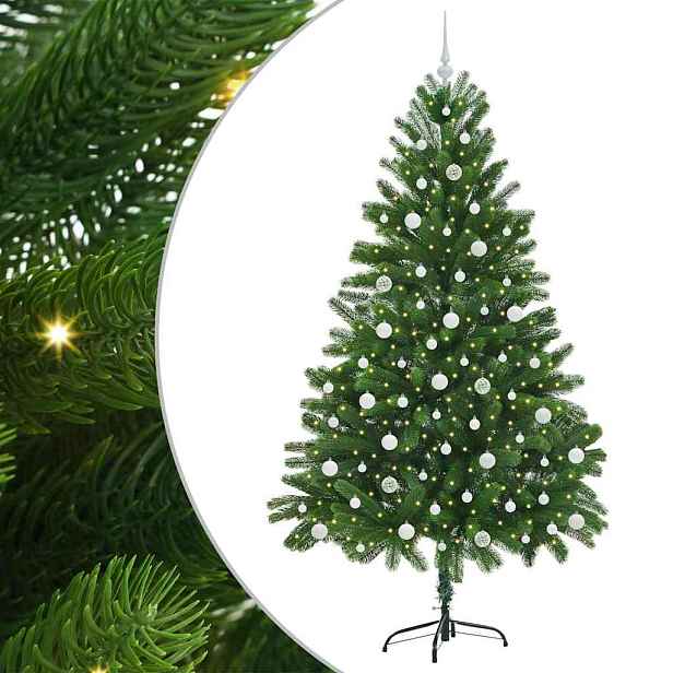 vidaXL Vánoční stromeček s 300 LED diodami s stojanem Zelená 210 cm PE