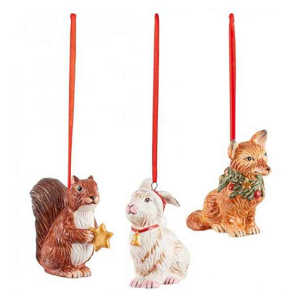 Villeroy & Boch Nostalgic Ornaments vánoční závěsná dekorace, lesní zvířátka, 3 ks