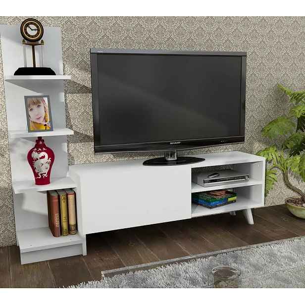 Casarredo Televizní stolek s regálem HINIS - bílá