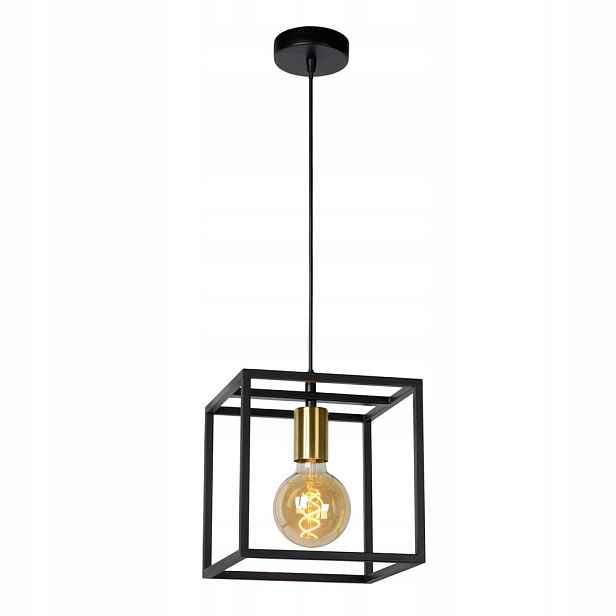 Černá závěsná lampa Ruben industriální nad jídelní stůl Lucide