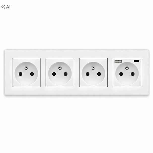 Čtyřnásobná Zásuvka 299 mm 16 A Usb A-c Kontakt Plastová 3.1 A Quick Charge