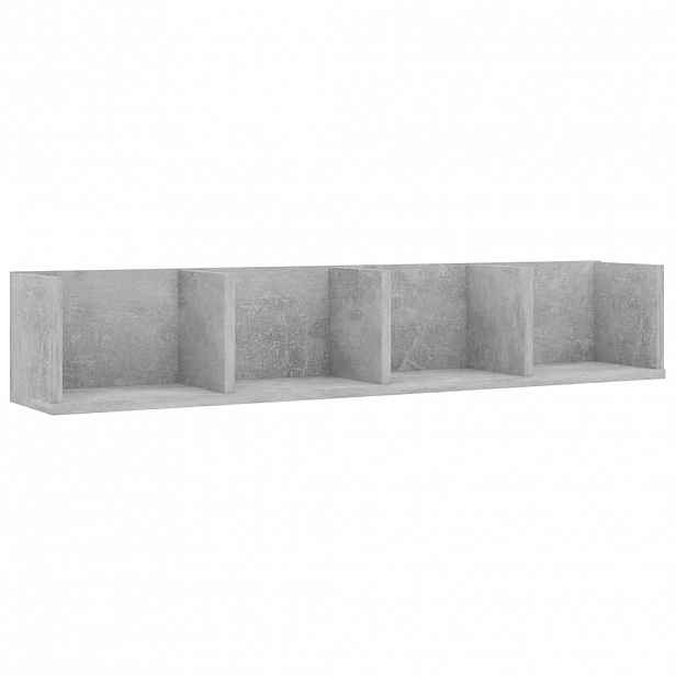 vidaXL Nástěnná police na CD betonově šedá 100x18x18 cm