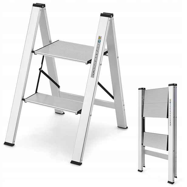 Žebřík 2 stupně, Costway z hliníku, do 150 kg