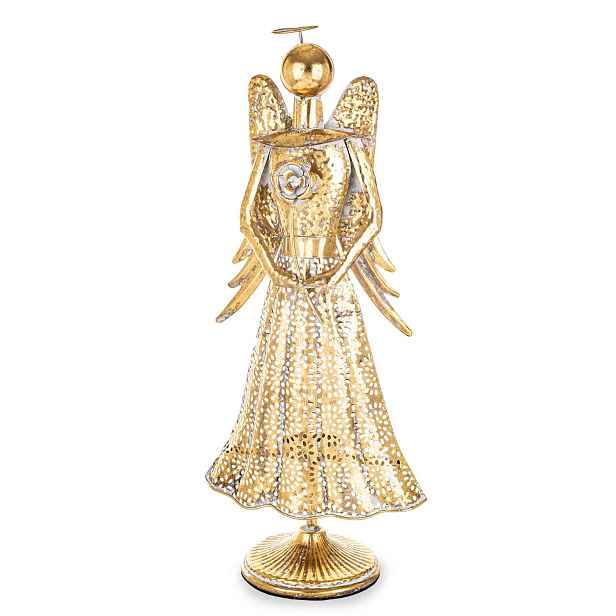 Anděl Figura Anděl zlatý elegantní kovová figurka Dekorace Ozdoba