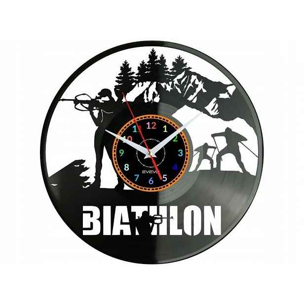 Biatlon Dárek Originální dekorace do domu Hodiny z vinylové desky