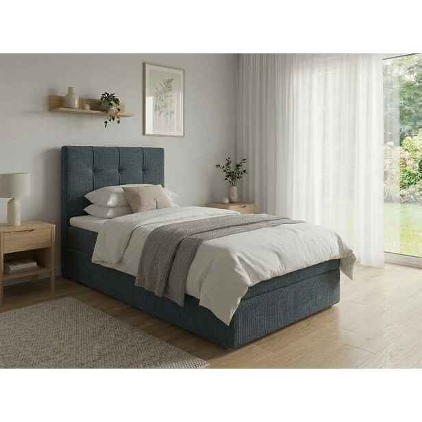 Čalouněná postel boxspring DIRELIS VIBE 90x200 cm tmavě šedá Matrace: Matrace Bonell pružinová