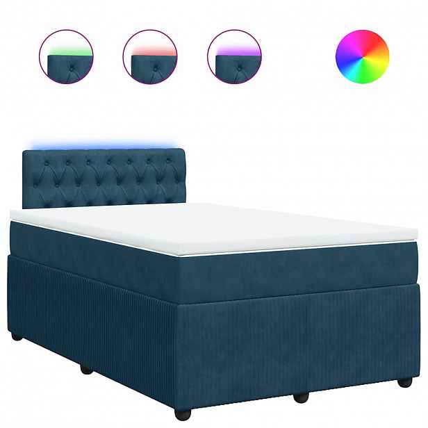 vidaXL Box spring postel s matrací modrá 120 x 200 cm samet