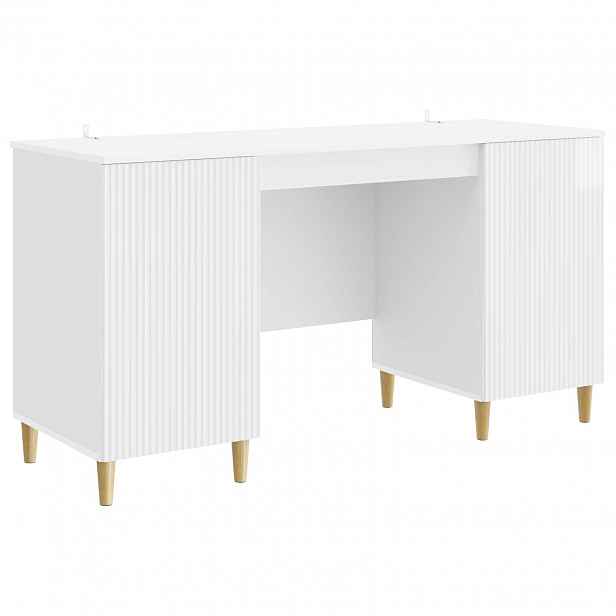 vidaXL Stůl Bílá s vysokým leskem 142,5 x 50 x 75 cm Kompozitní dřevo
