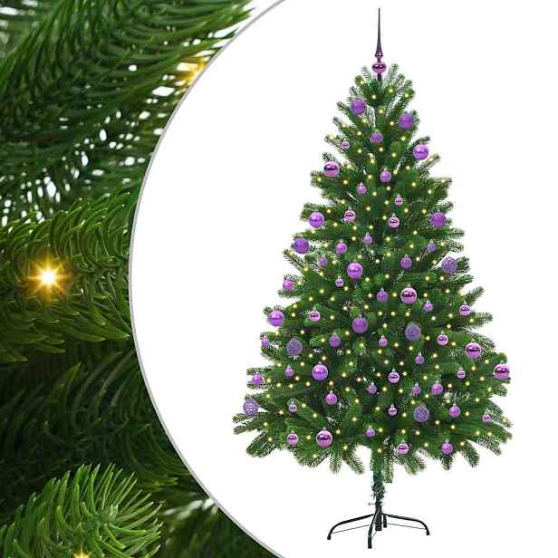 vidaXL Vánoční stromeček s 300 LED diodami s stojanem Zelená 210 cm PE