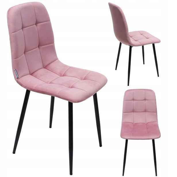 Čalouněná velurová židle do obývacího pokoje, jídelna velvet loft, růžová