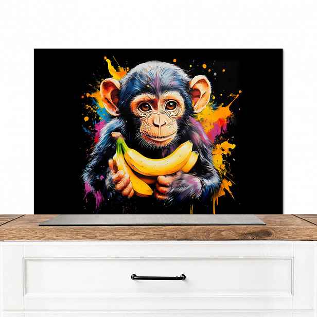 MuchoWow KUCHYŇSKÁ ZÁSTĚNA Opice - Graffiti - Barevné - Banány - Moderní 90x60 cm