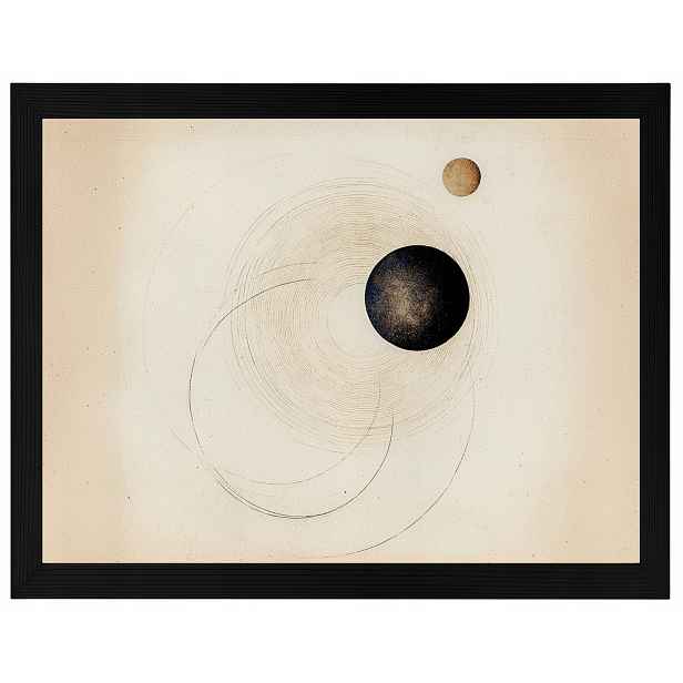 Plakát Rámeček Dřevo Abstrakce Vesmír Orbita Planeta Sfera Retro 80x60