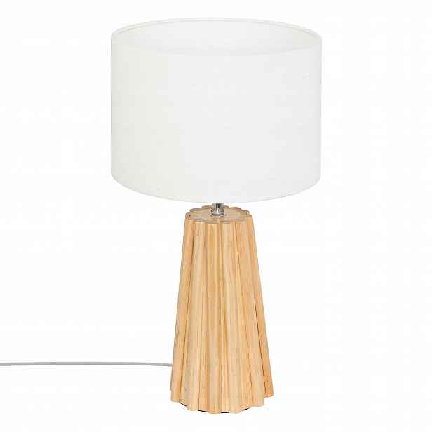 Stolní lampa na noční stolek Adona s dřevěnou nohou, výška 53 cm