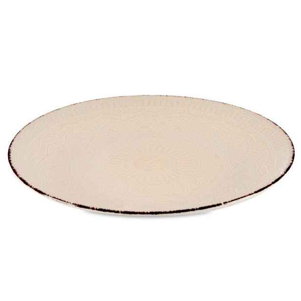 VESSIA Mělký kameninový talíř MANDALA 27 cm béžový