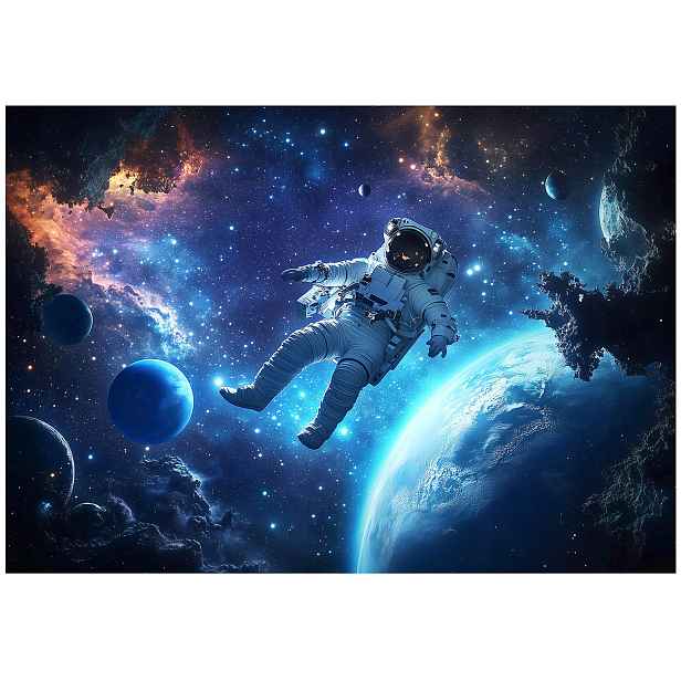Vinylová Tapeta Na Flizelině Modrý Vesmír Astronaut Hvězdy 312x219
