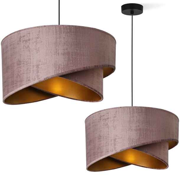 Závěsná Stropní Lampa Lustr S Velurovým Stínidlem, Růžové Zlato Do Obývacího Pokoje