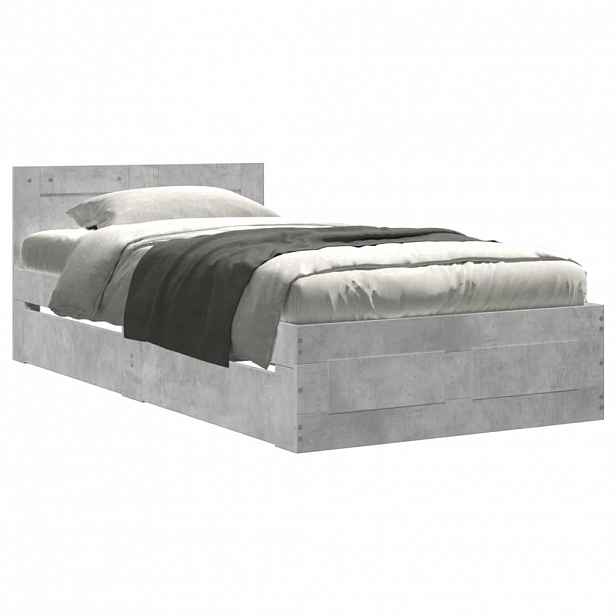 vidaXL Rám postele s čelem betonově šedý 90 x 200 cm kompozitní dřevo