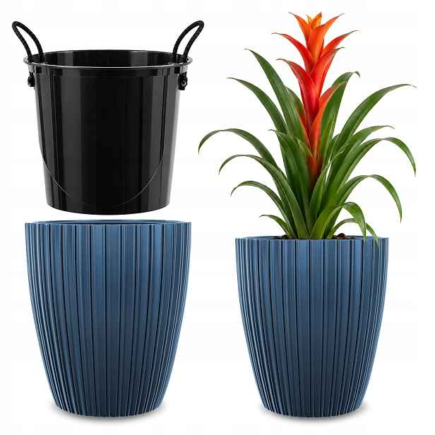 Květináč Květináč 40 cm Obal Vložka Do Květináče Modrý Plastový