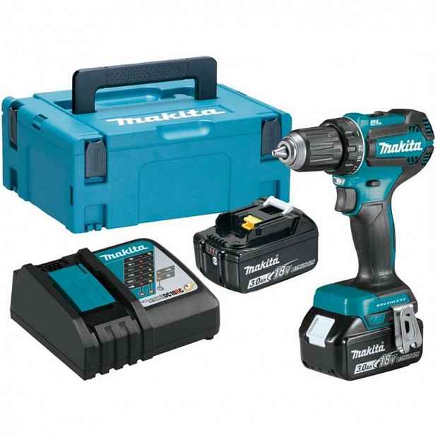 Makita - 18V AKU vrtací šroubovák, 2x aku 3,0 Ah LXT, nabíječka DDF485RFJ