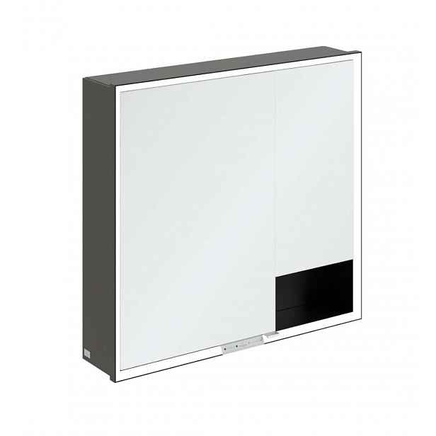 Villeroy & Boch My View+ - Zrcadlová skříňka s LED osvětlením 80x75x17 cm, 2 dvířka, matná černá B4818000