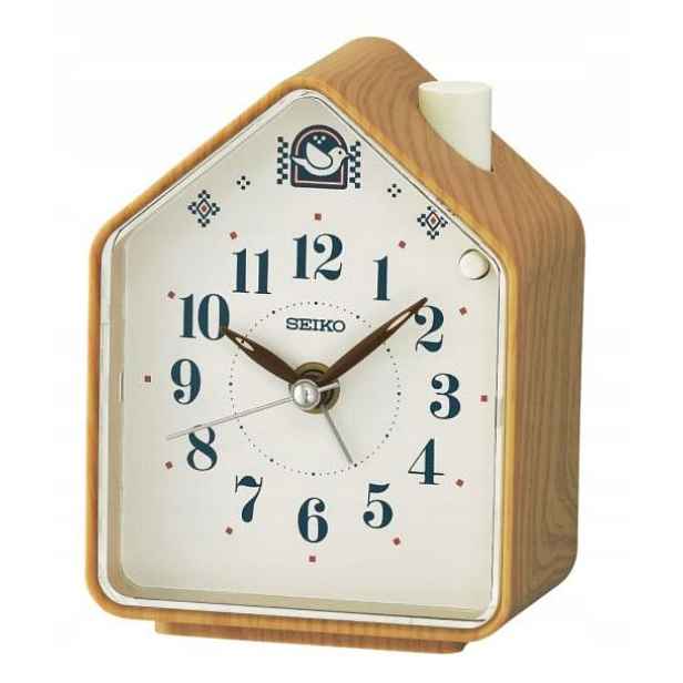 Hnědý Budík Seiko QHP011B Kukačka Zpěv Ptáků Regulace Hlasitosti Alarm