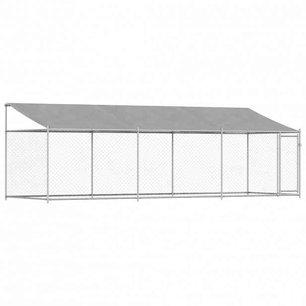 vidaXL Klec pro psy se střechou a dvířky šedá 6x2x2 m pozinkovaná ocel