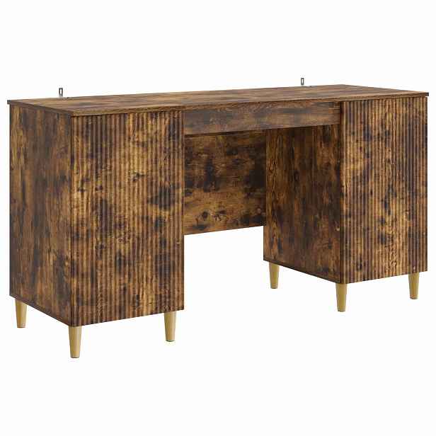vidaXL Stůl s policí Kouřový dub 142,5 x 50 x 75 cm Kompozitní dřevo