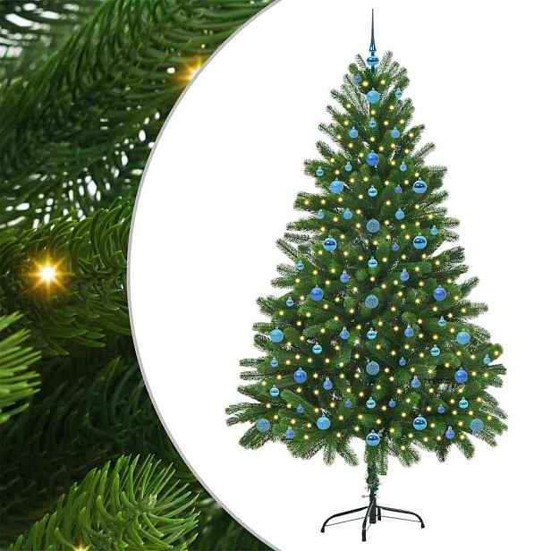 vidaXL Vánoční stromeček s 300 LED diodami s stojanem Zelená 210 cm PE