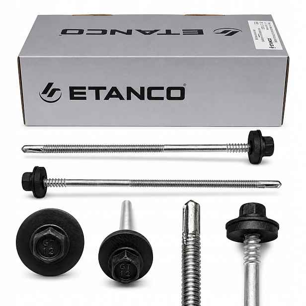 Šrouby Etanco do sendvičové desky 330 mm pro ocel do 12 mm Ral 9005 100 ks