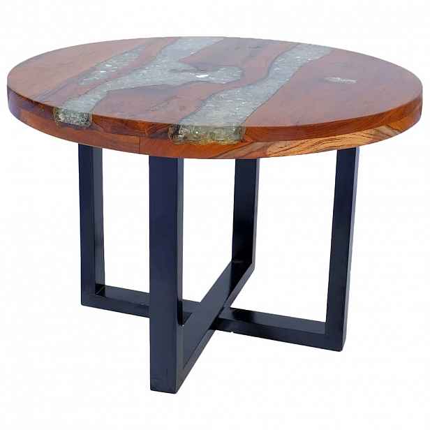 vidaXL Konferenční stolek, teak a pryskyřice 60 cm