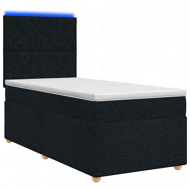 vidaXL Postel boxspring s matrací s LED pásky Černá 80 x 200 cm Textil