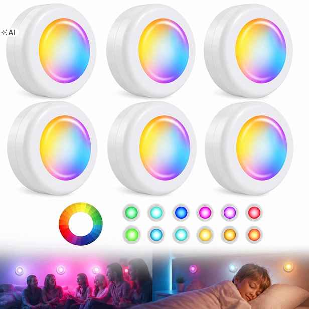 6 x bezdrátová Rgb Led lampička 1 x dálkový ovladač Osvětlení skříněk