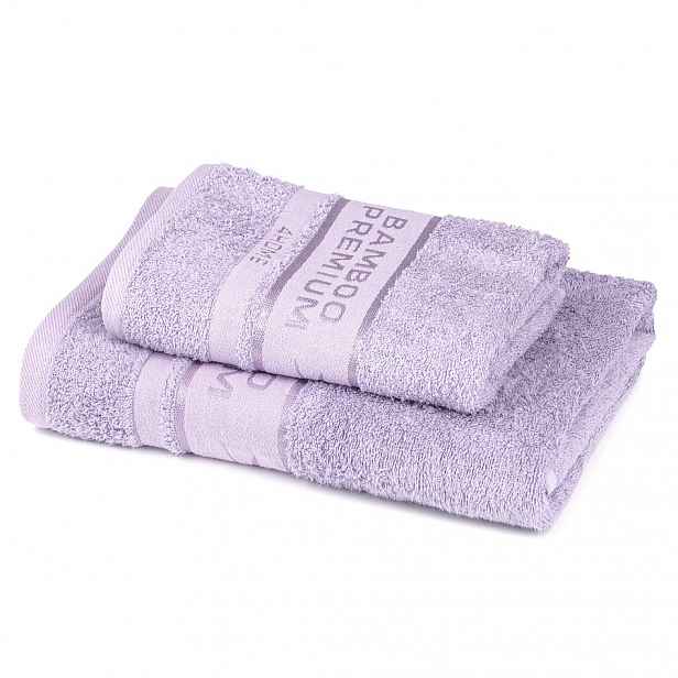 4Home Sada Bamboo Premium osuška a ručník světle fialová, 70 x 140 cm, 50 x 100 cm