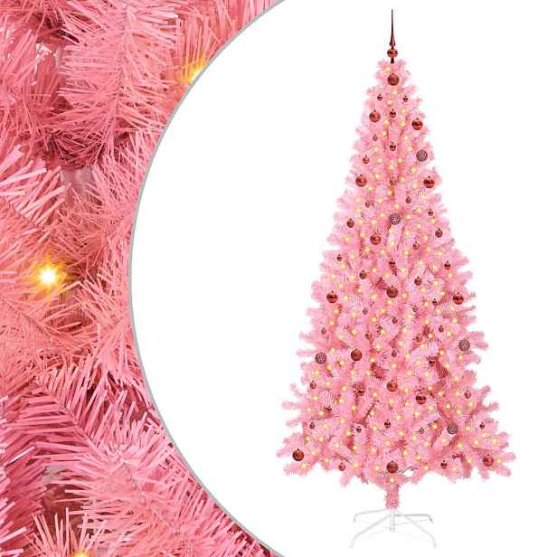 vidaXL Vánoční stromeček Růžová 240 cm PVC