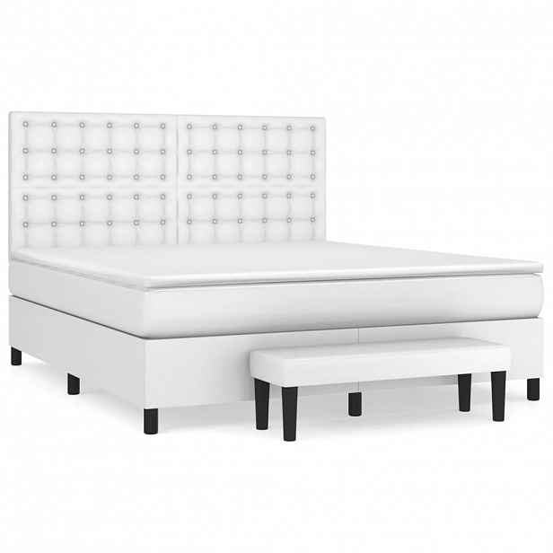 vidaXL Box spring postel s matrací bílá 180x200 cm umělá kůže