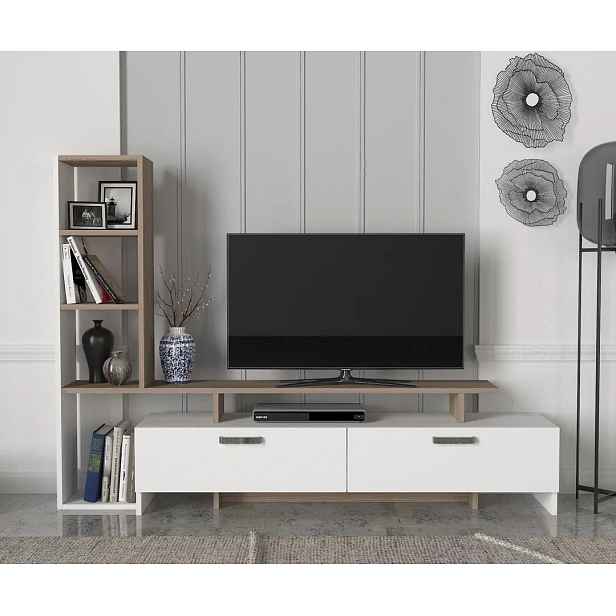 Casarredo Televizní stolek s regálem SHENDI - bílá/cordoba