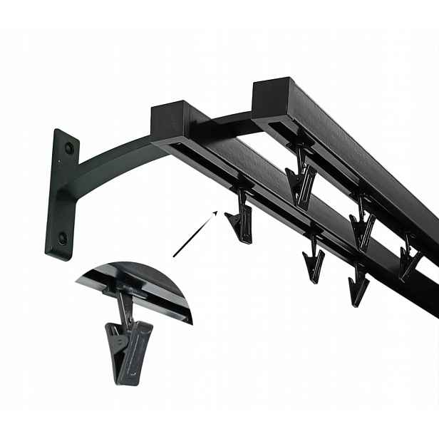 Garnýž Kolejnicový Aluminiový Kvadro 20mm Černý 120cm Luna kpl žabky