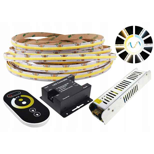 Sada Led Cct Cob 24V 14w/m neon 5 m Rf ovladač