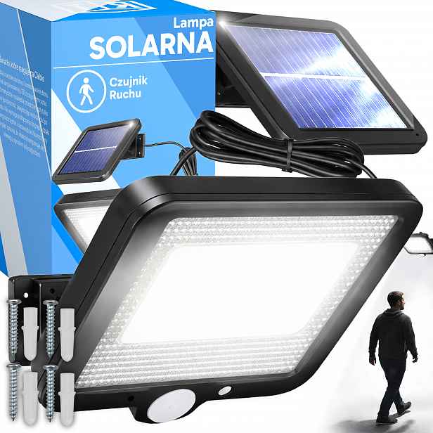 TEMU SOLÁRNÍ LÁMPA S MOTORICKÝM SENZOREM A ÚSVITU 100 LED SOLÁRNÍ PANEL VENCOVÁ NÁSTENNÍ LÁMPA ABS ČERNÁ