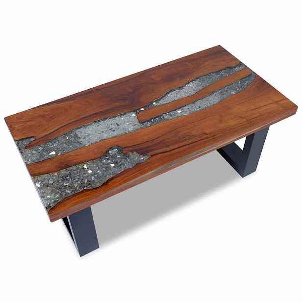 vidaXL Konferenční stolek, teak a pryskyřice 100x50 cm