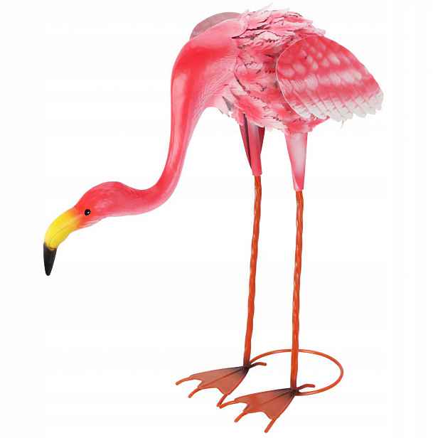Zahradní figurka plameňáka, 65 cm, kovový