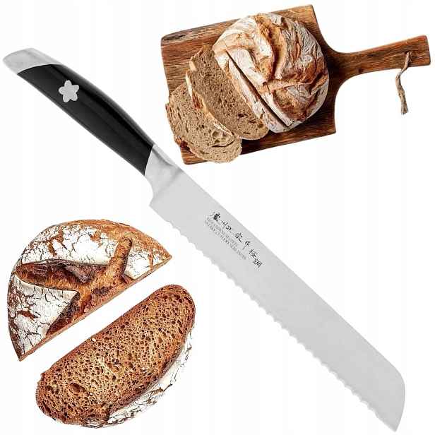 Satake Sakura japonský kuchyňský Nůž na chléb, rohlíky a pečivo 56 Hrc 20 cm