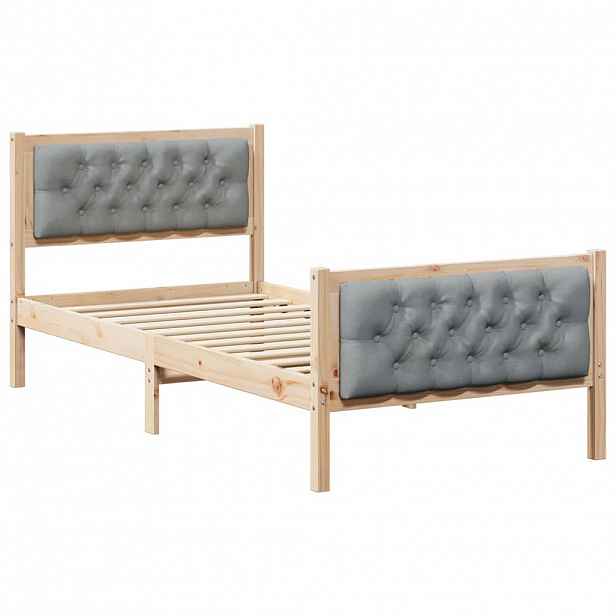 vidaXL Rám postele s čelo Světle šedá 90 x 190 cm Masivní borové dřevo