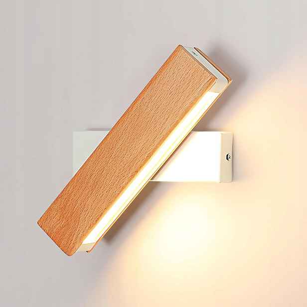 Lampa Scienna Led Drewno Kinkiet Biały Obrotowy Do Salonu Korytarz 3000K 4W